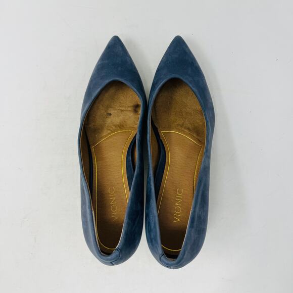 Vionic Women’s Size 8 Navy Blue Suede Pointed Toe Flats Comfort Orthotic Shoes - Picture 8 of 13